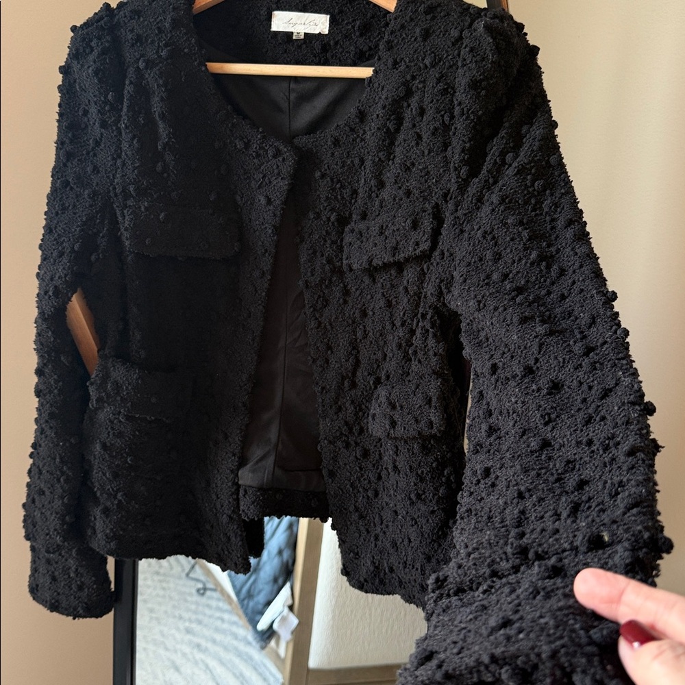 Women's Black Designer Inspired Boucle jacket - Picture 3 of 7